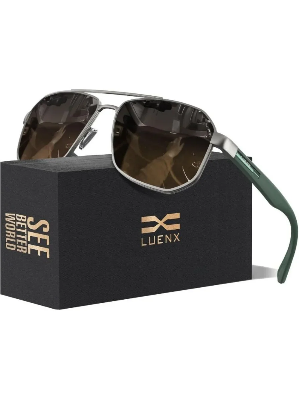 Stylish Polarized Aviator Sunglasses for Men - UV400 Square Driving Shades